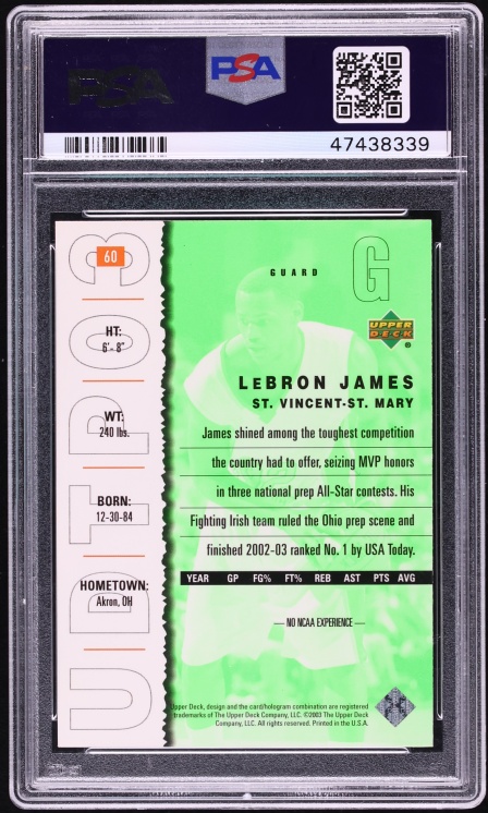 2003 Upper Deck Top Prospects LeBron James ROOKIE #60 PSA 9 MINT