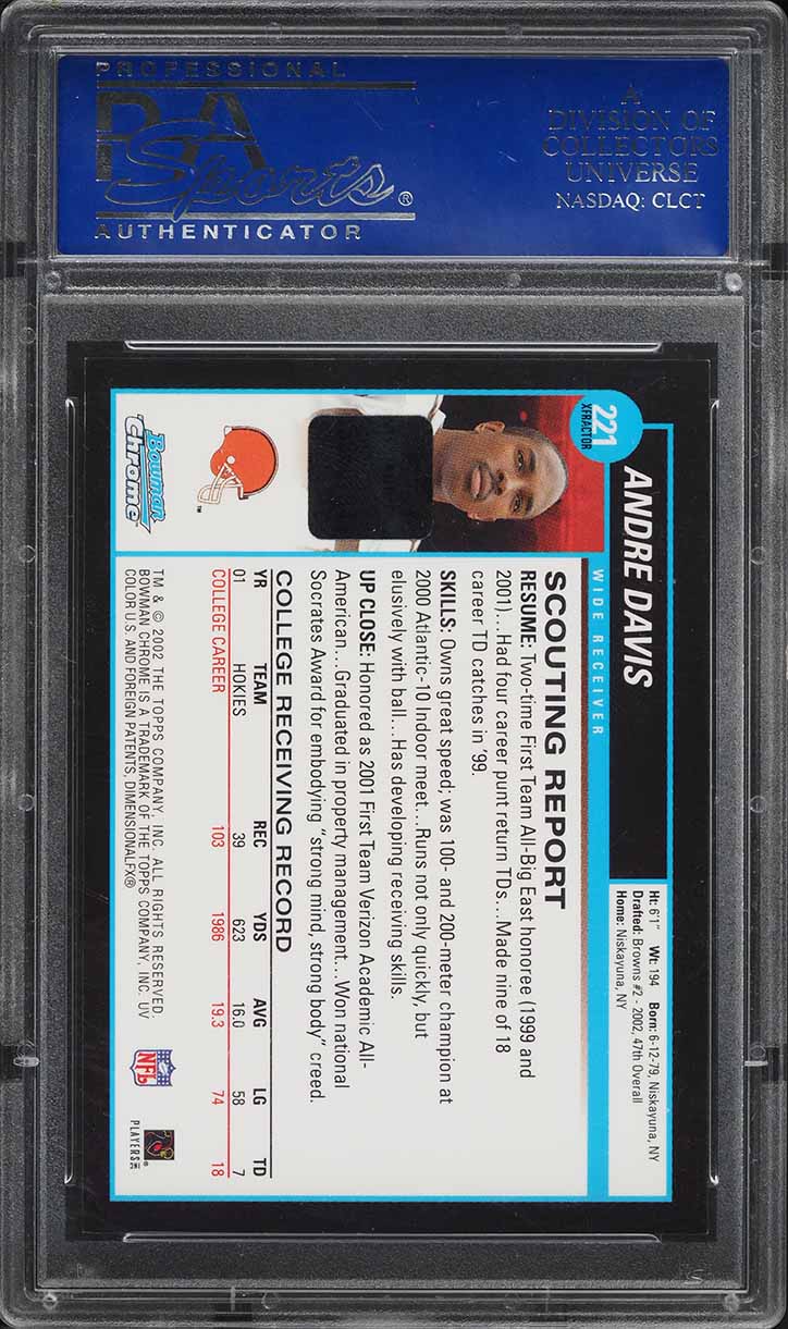 2002 Bowman Chrome Xfractor Andre Davis ROOKIE AUTO #221 PSA 9 MINT