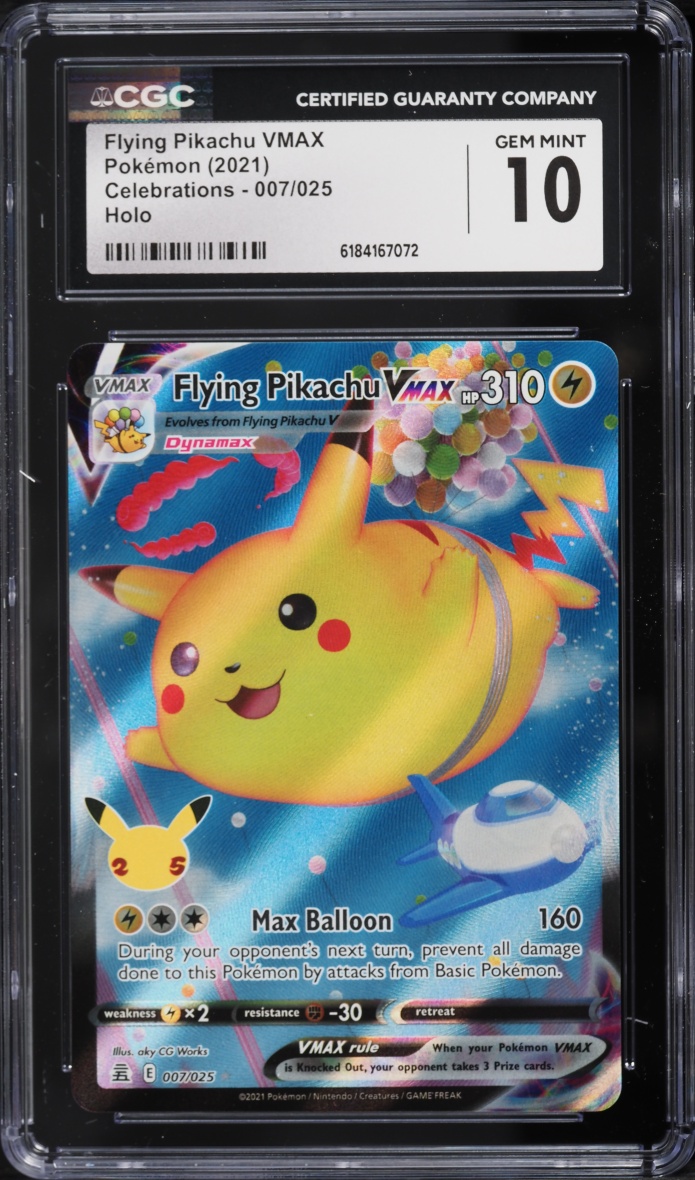 2021 Pokemon Sword & Shield Celebrations Full Art Flying Pikachu VMAX #7 CGC 10 GEM MINT