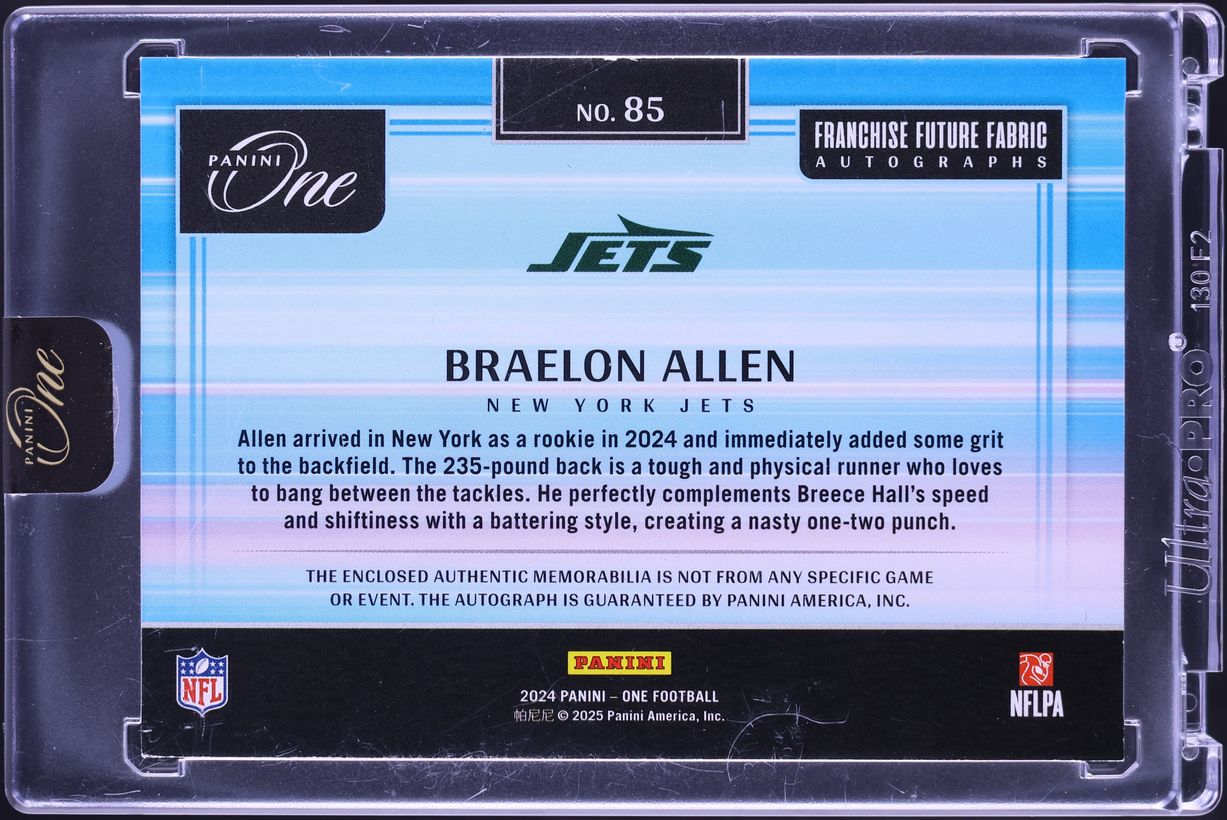 2024 Panini One Franchise Future Fabric Braelon Allen ROOKIE PATCH AUTO /99 #85