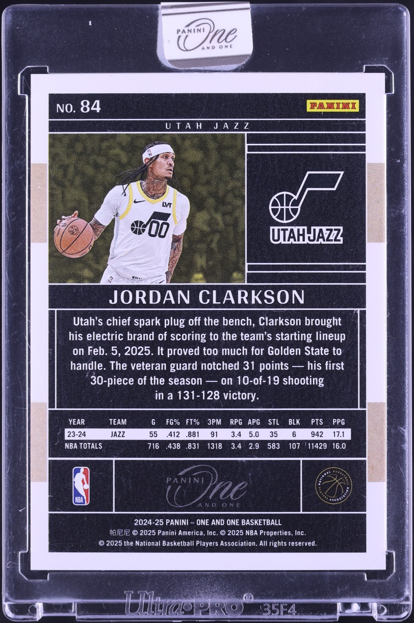 2024 Panini One And One Blue Jordan Clarkson /35 #84
