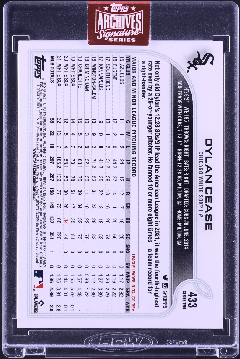 2023 Topps Archives Signature Series '22 Dylan Cease AUTO /76 #433