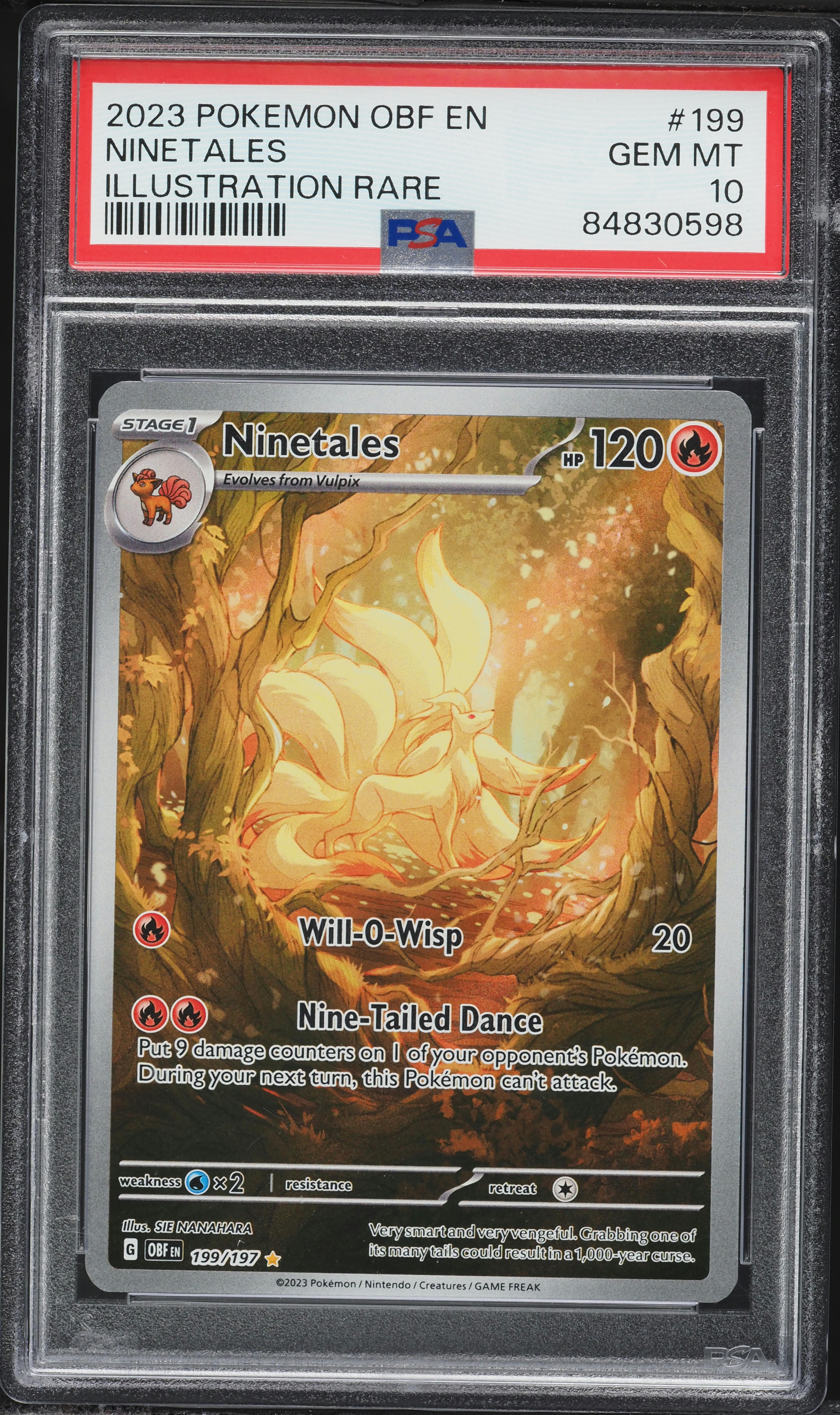2023 Pokemon Scarlet & Violet Obsidian Flames IR Ninetales #199 PSA 10 GEM MINT