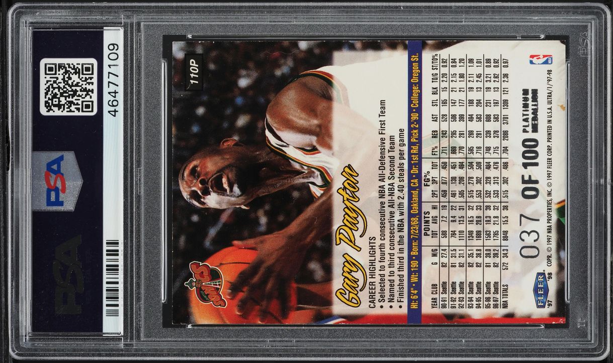 1997 Ultra Platinum Medallion Gary Payton /100 #110P PSA 5 EX