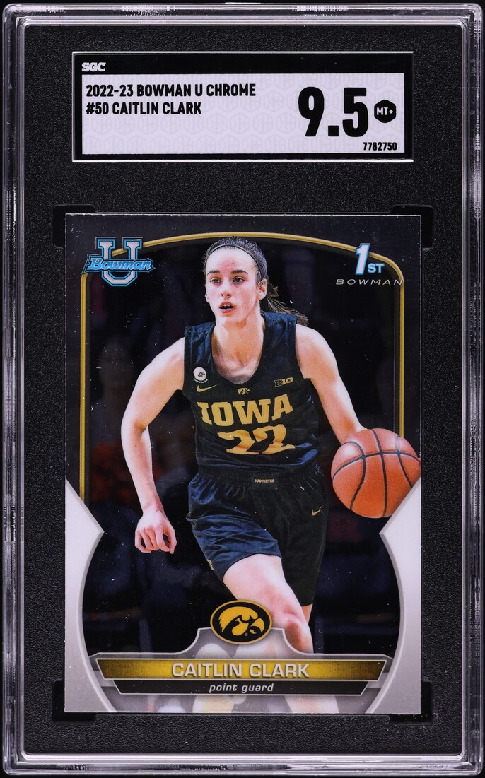 2022 Bowman Chrome University Caitlin Clark ROOKIE #50 SGC 9.5 MINT+
