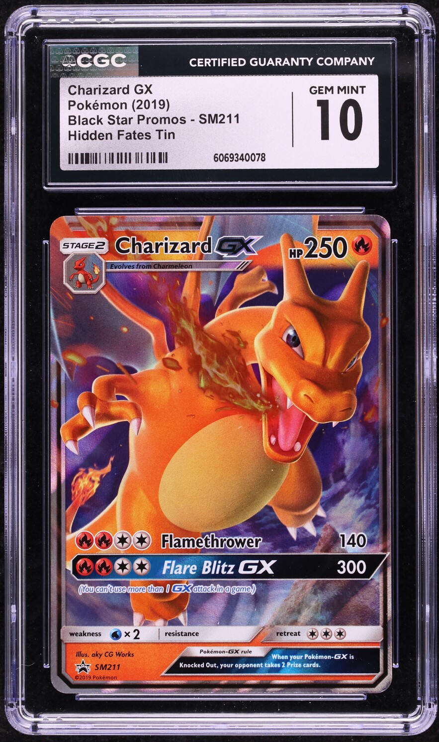 Charizard GX SM211 - Carte Pokémon Promo Hidden Fates Holo FOIL - État NM/M - 100% Authentique