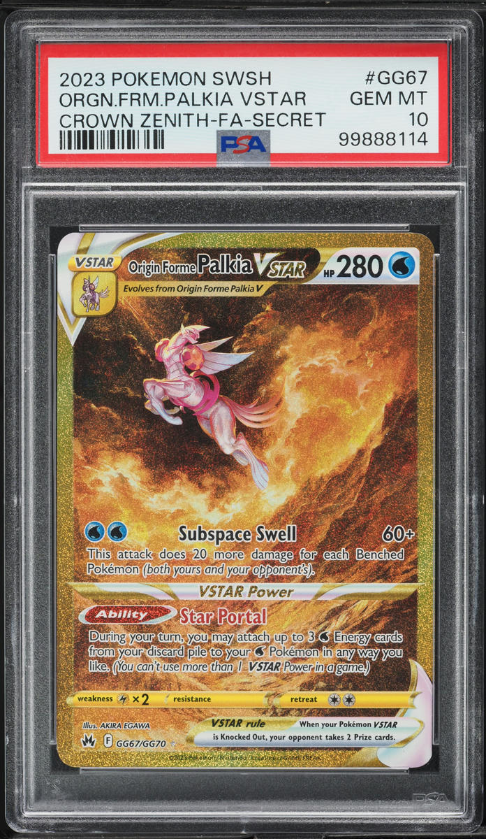2023 Pokemon Sword & Shield Crown Zenith Gold Rare Origin Forme Palkia VSTAR #GG67 PSA 10 GEM