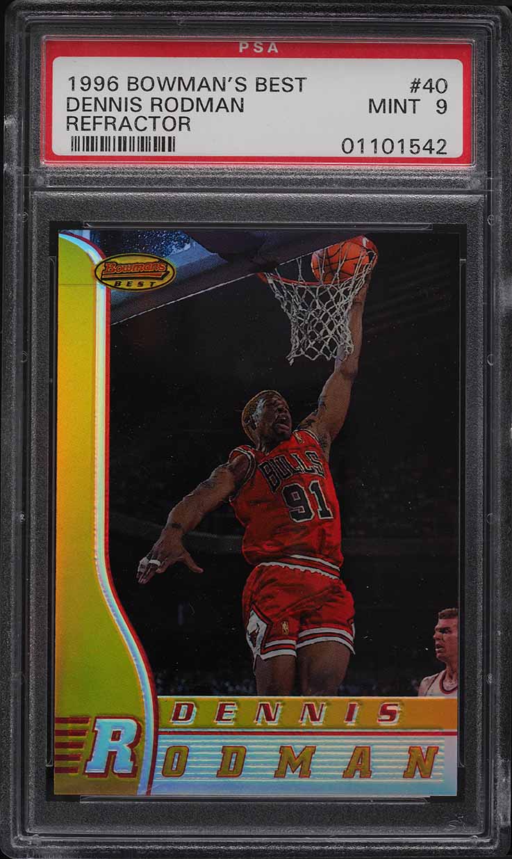 1996 Topps Mystery Finest Refractor Dennis Rodman #M7 MBA AUTH on