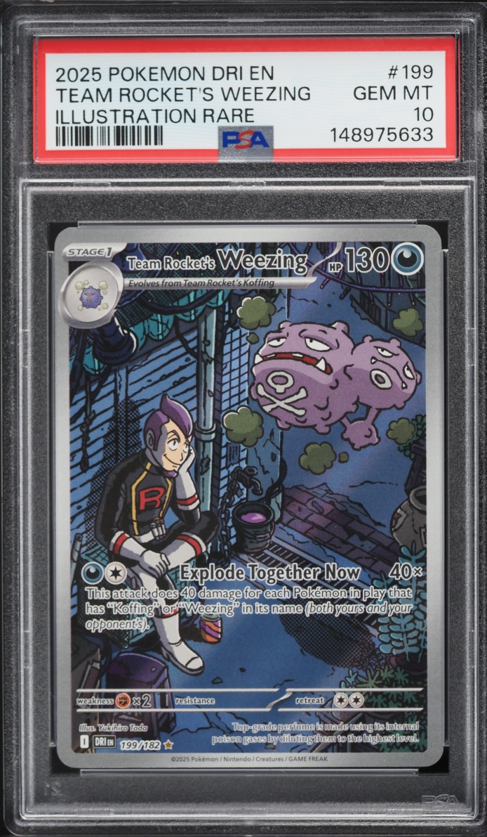2025 Pokemon Scarlet & Violet Destined Rivals IR Team Rocket's Weezing #199 PSA 10 GEM MINT