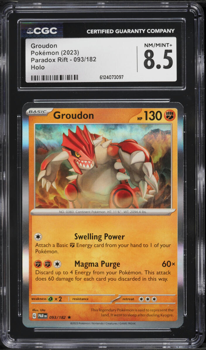 2023 Pokemon Scarlet & Violet Paradox Rift Holo Groudon #93 CGC 8.5 NM-MT+