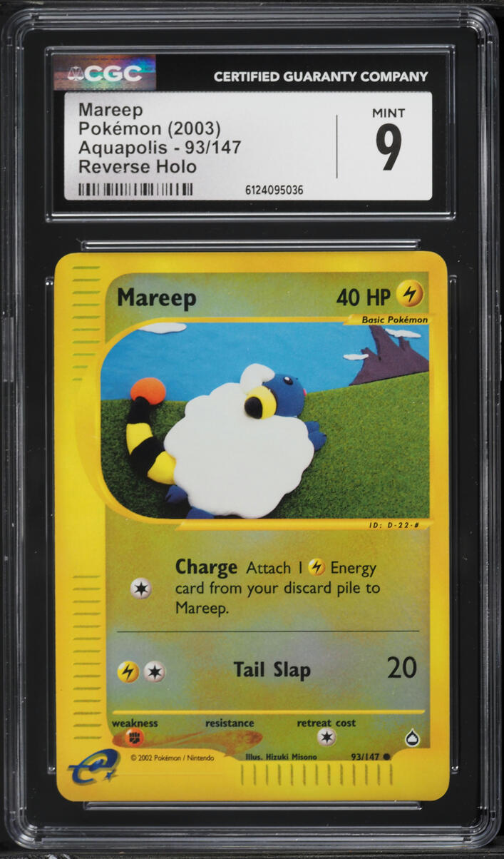 2003 Pokemon Aquapolis Reverse Holo Mareep #93 CGC 9 MINT