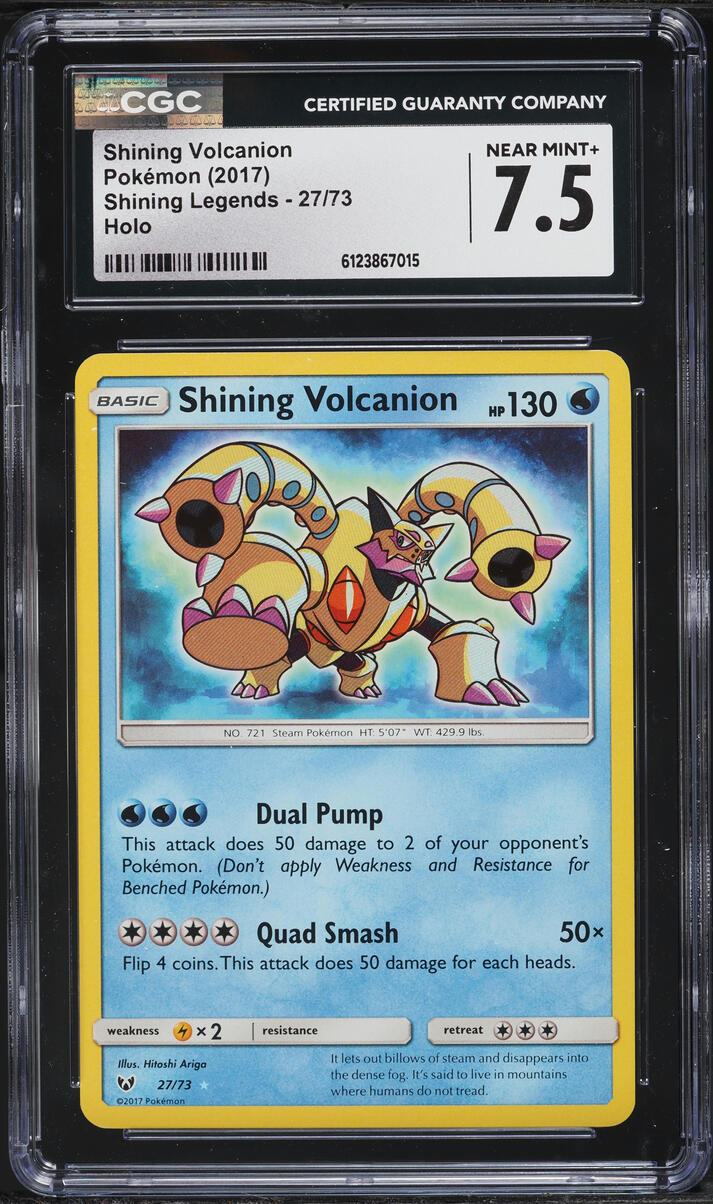 2017 Pokemon Sun & Moon Shining Legends Shining Volcanion #27 CGC 7.5 NRMT+