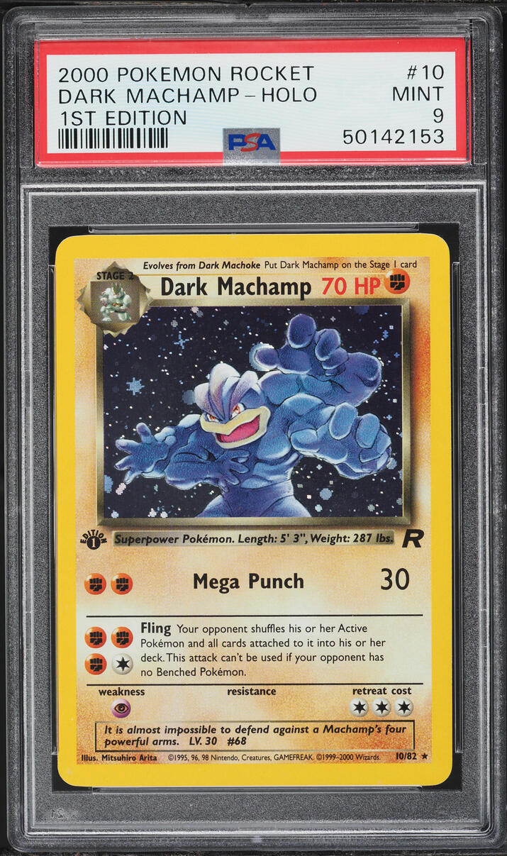 2000 Pokemon Team Rocket 1st Edition Holo Dark Machamp #10 PSA 9 MINT