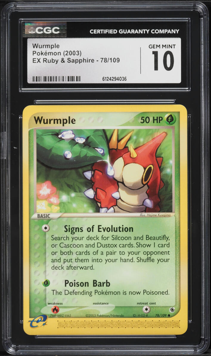 2003 Pokemon EX Ruby & Sapphire Wurmple #78 CGC 10 GEM MINT