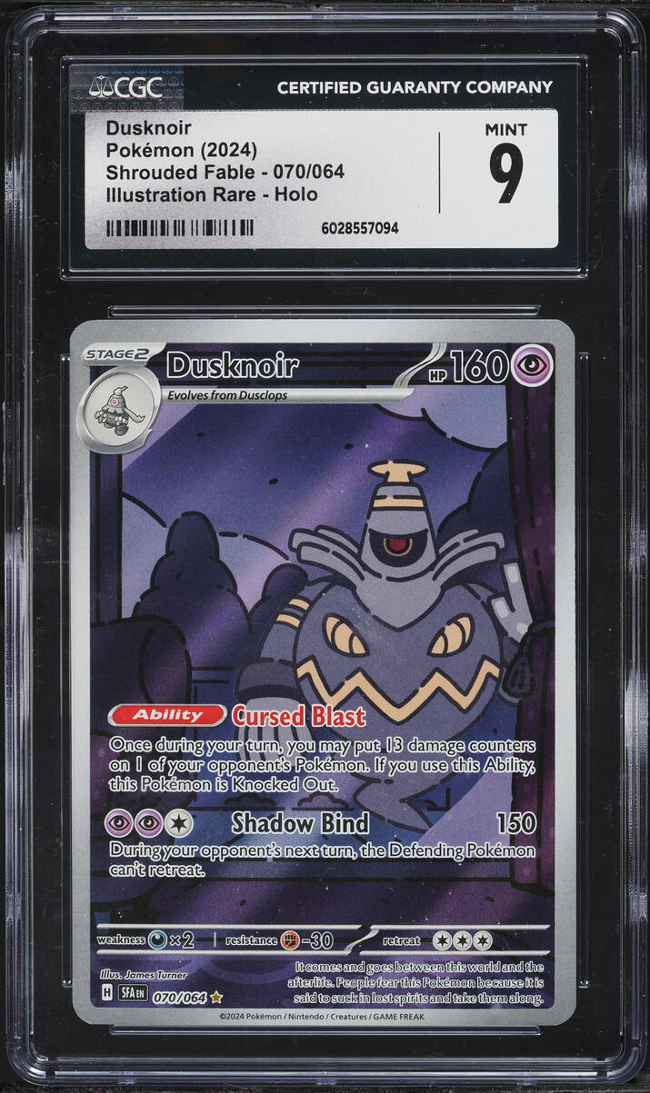 2024 Pokemon Scarlet & Violet Shrouded Fable IR Dusknoir #70 CGC 9 MINT