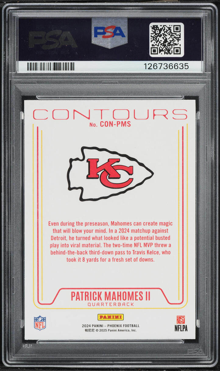 2024 Panini Phoenix Contours Purple Patrick Mahomes II #CONPMS PSA 10 GEM MINT