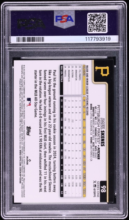 2025 Topps Big Head Variation Paul Skenes #98 PSA 10 GEM MINT