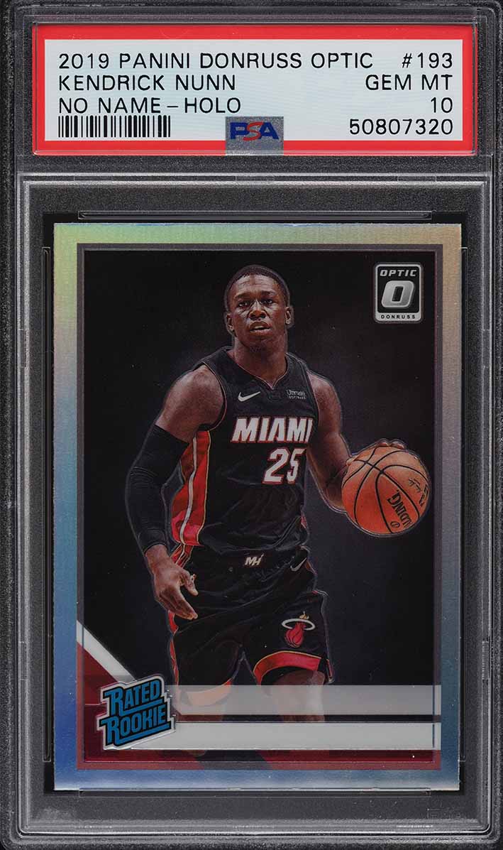2019 Donruss Optic Holo Kendrick Nunn ROOKIE, NO NAME #193 PSA 10 GEM MINT