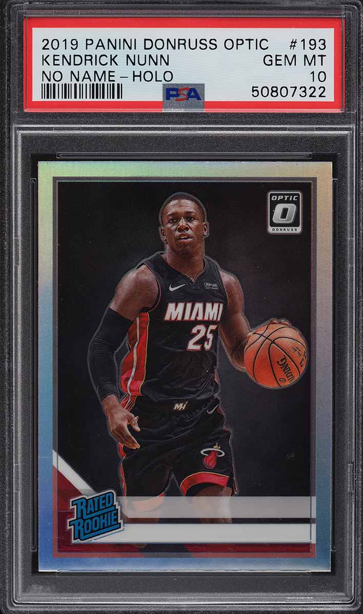 2019 Donruss Optic Holo Kendrick Nunn ROOKIE, NO NAME #193 PSA 10 GEM MINT