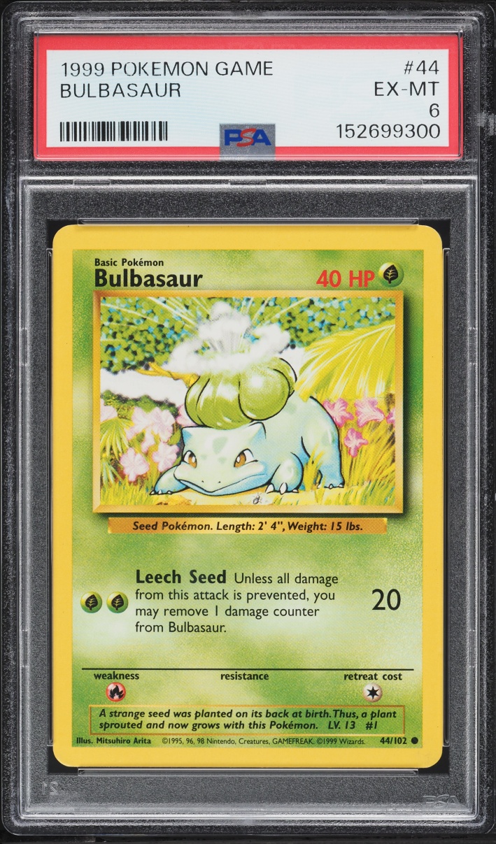1999 Pokemon Base Set Bulbasaur #44 PSA 6 EXMT