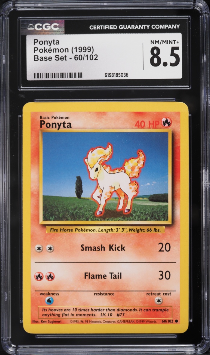 1999 Pokemon Base Set Ponyta #60 CGC 8.5 NM-MT+