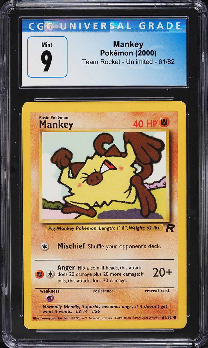 2000 Pokemon Team Rocket Mankey #61 CGC 9 MINT