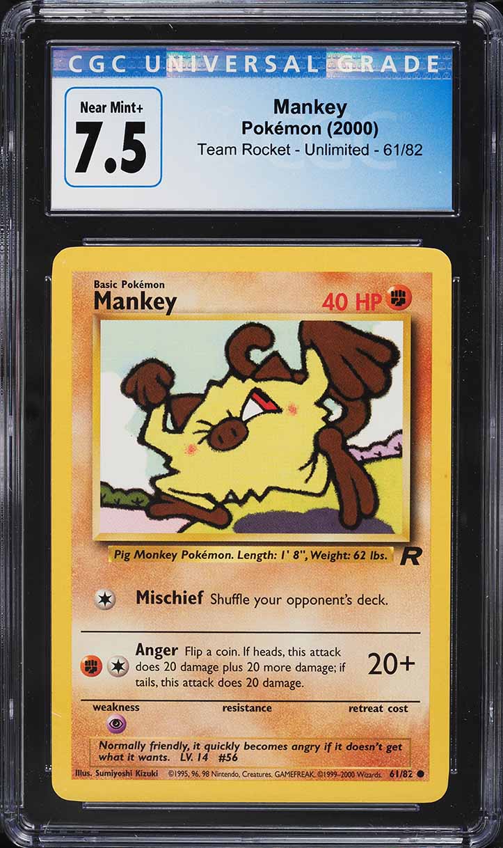 2000 Pokemon Team Rocket Mankey #61 CGC 7.5 NRMT+