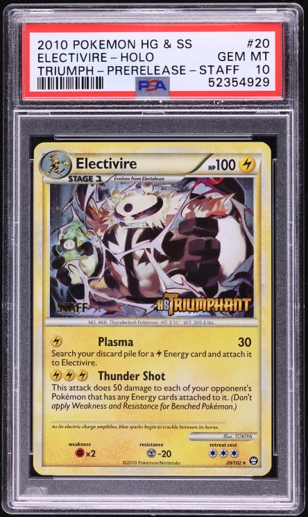 2010 Pokemon HeartGold SoulSilver Triumphant Prerelease Staff Electivire PSA 10 GEM MINT