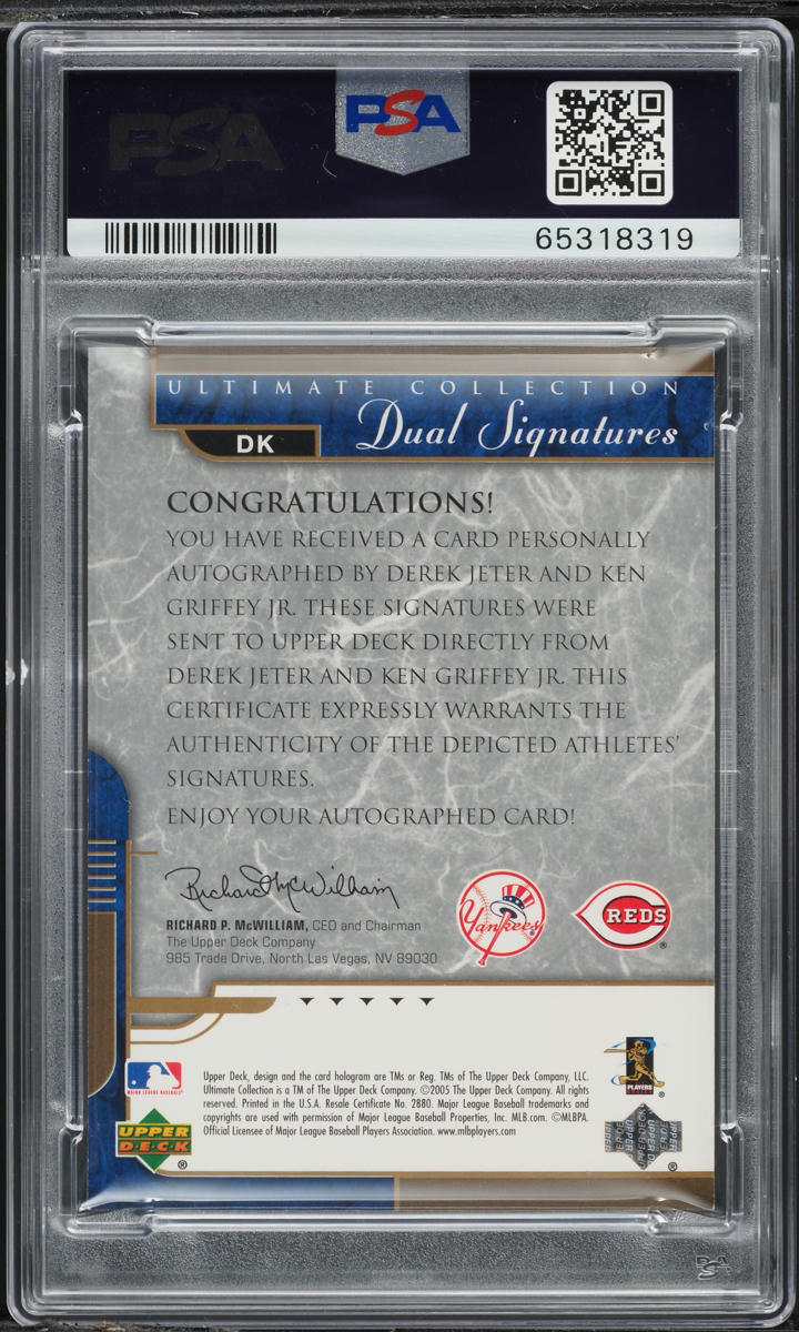 2005 Ultimate Collection Dual Derek Jeter Ken Griffey Jr. AUTO DNA 9 PSA AUTH