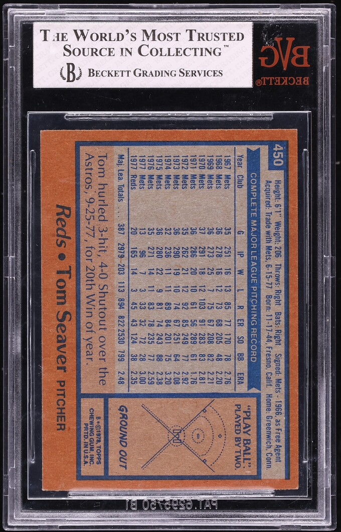 1978 Topps Tom Seaver #450 BVG 6 EXMT