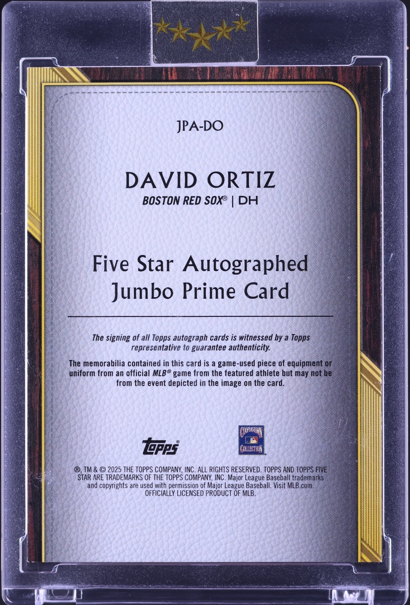 2025 Topps Five Star Jumbo Prime Button David Ortiz PATCH AUTO /5 #JPA-DO
