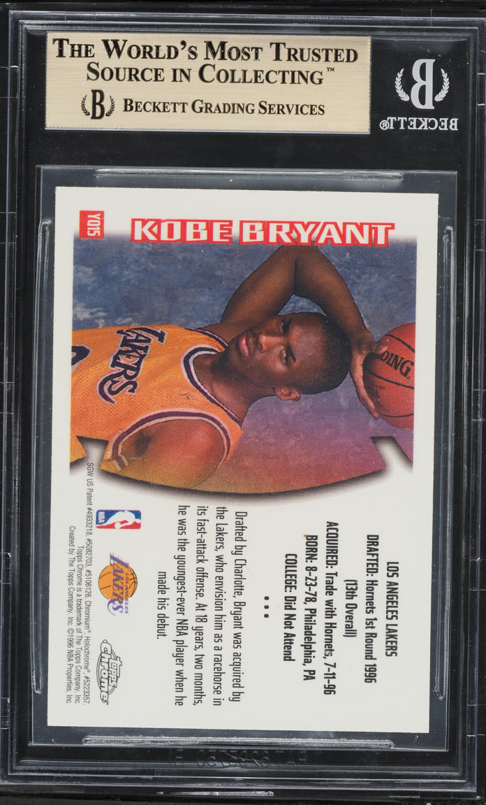 1996 Topps Chrome Youthquake Kobe Bryant ROOKIE #YQ15 BGS 9.5 GEM MINT