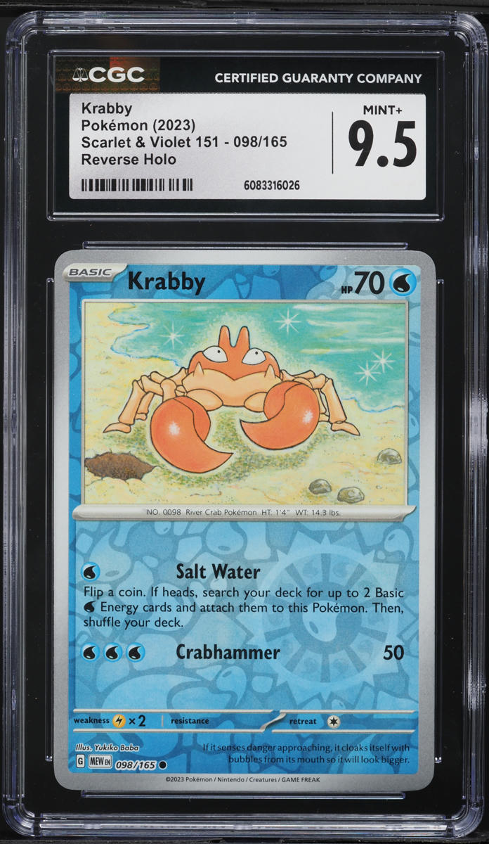 2023 Pokemon Scarlet & Violet 151 Reverse Holo Krabby #98 CGC 9.5 MINT+