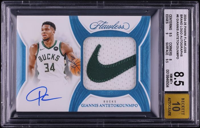2024 Panini Flawless Brand Logo Giannis Antetokounmpo PATCH AUTO 1/1 #6 BGS 8.5 NM-MT+