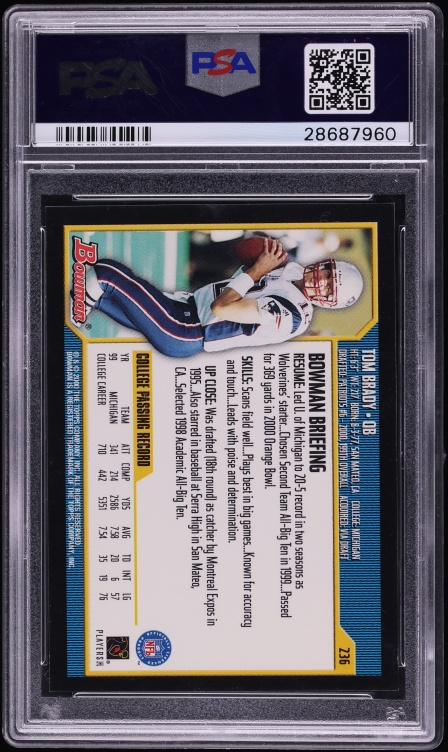 2000 Bowman Football Tom Brady ROOKIE #236 PSA 10 GEM MINT