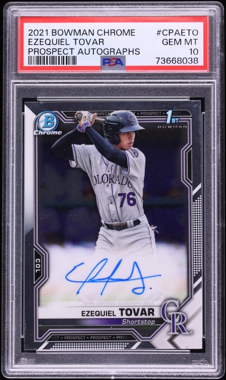 2021 Bowman Chrome Ezequiel Tovar PROSPECT AUTO #CPA-ETO PSA 10 GEM MINT