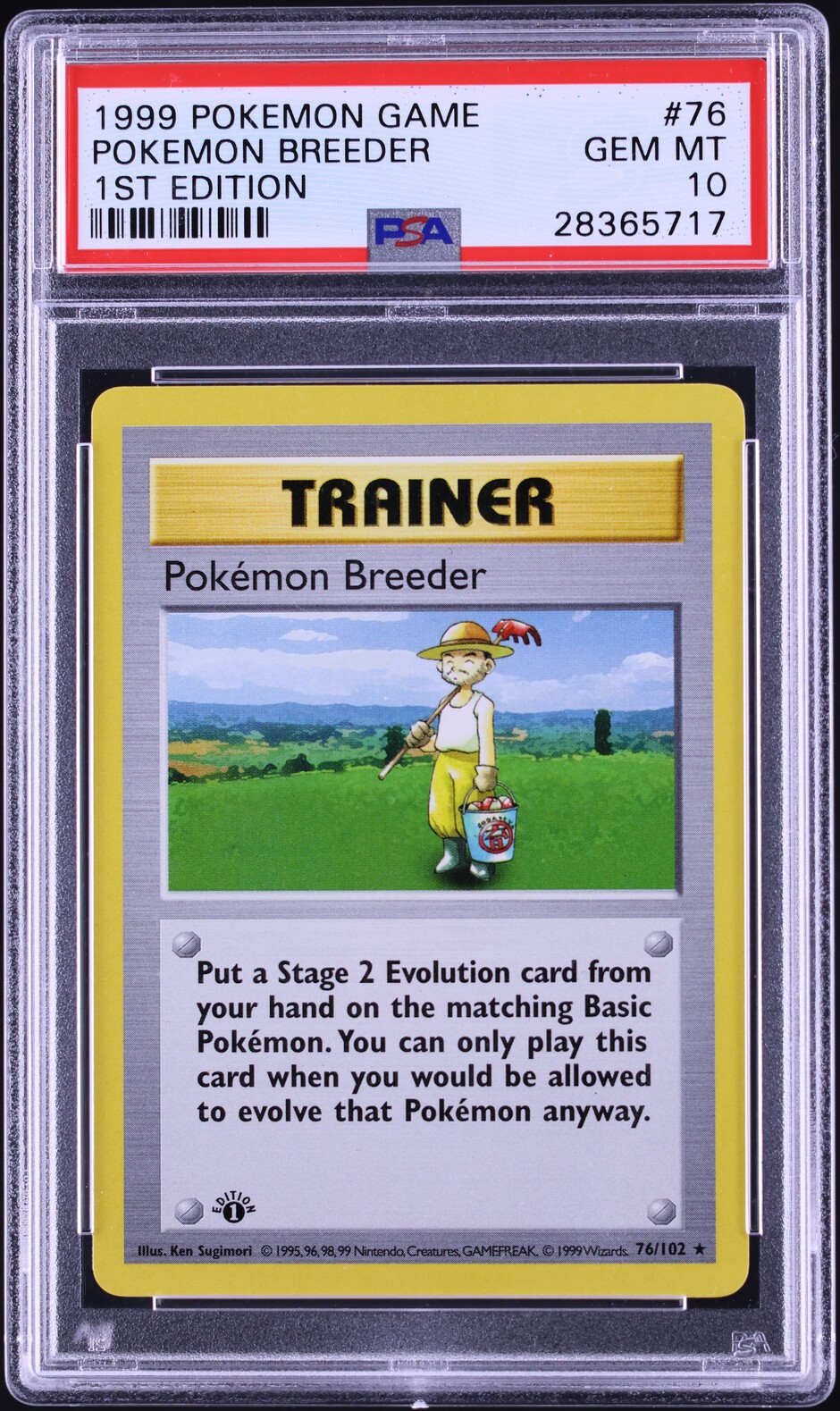 1999 Pokemon Base Set Shadowless 1st Edition Pokemon Breeder #76 PSA 10 GEM MINT