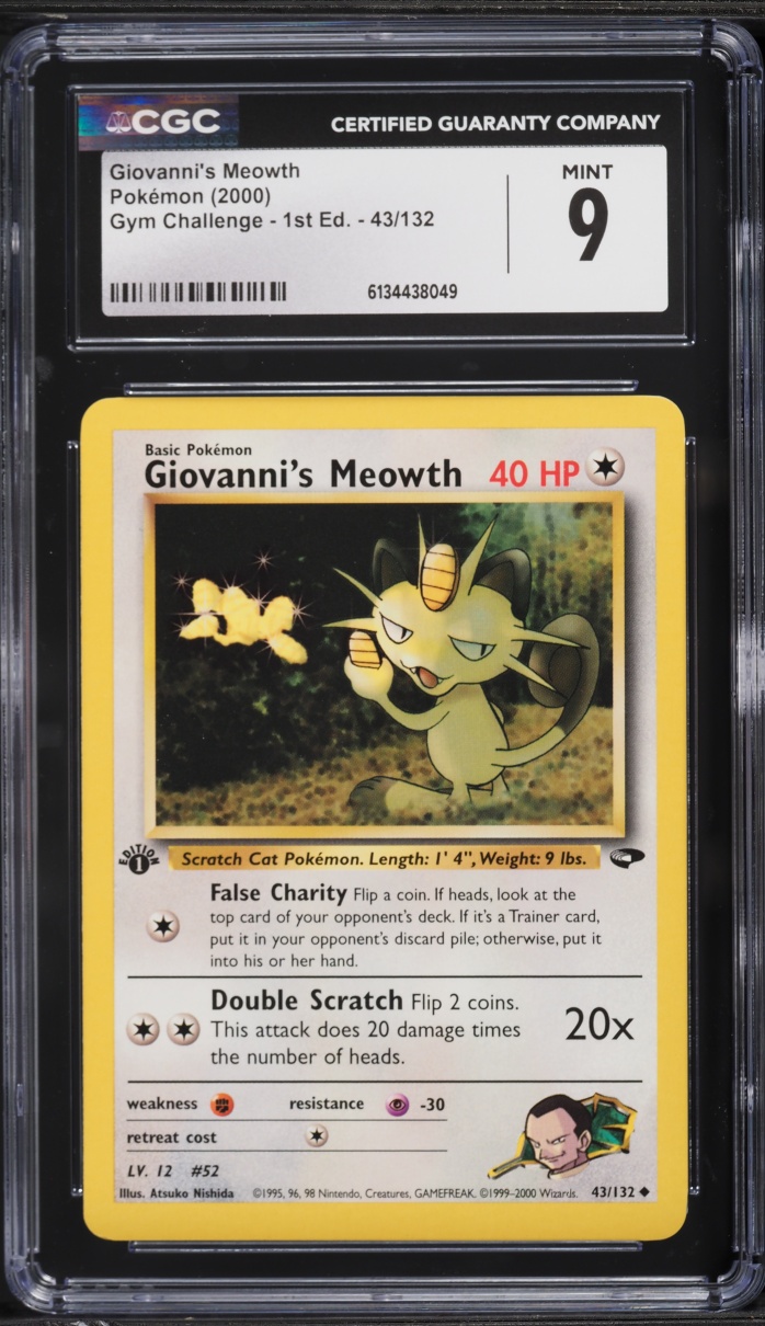 2000 Pokemon Gym Challenge 1st Edition Giovanni's Meowth #43 CGC 9 MINT