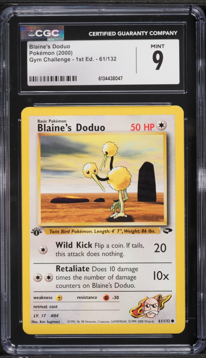 2000 Pokemon Gym Challenge 1st Edition Blaine's Doduo #61 CGC 9 MINT