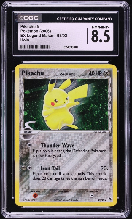 2006 Pokemon EX Legend Maker Holo Pikachu #93 CGC 8.5 NM-MT+
