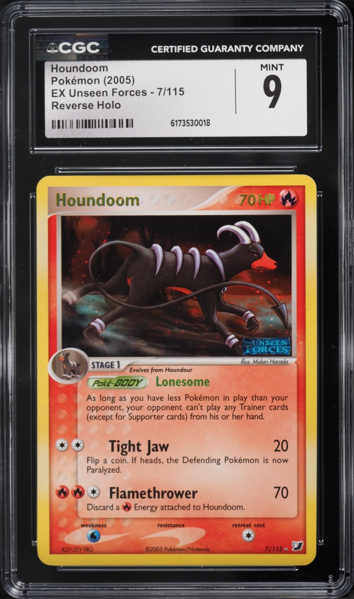 2005 Pokemon EX Unseen Forces Reverse Holo Houndoom #7 CGC 9 MINT