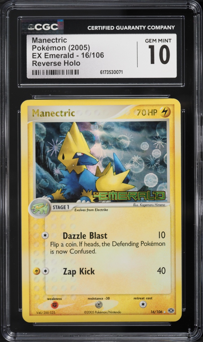 2005 Pokemon EX Emerald Reverse Holo Manectric #16 CGC 10 GEM MINT