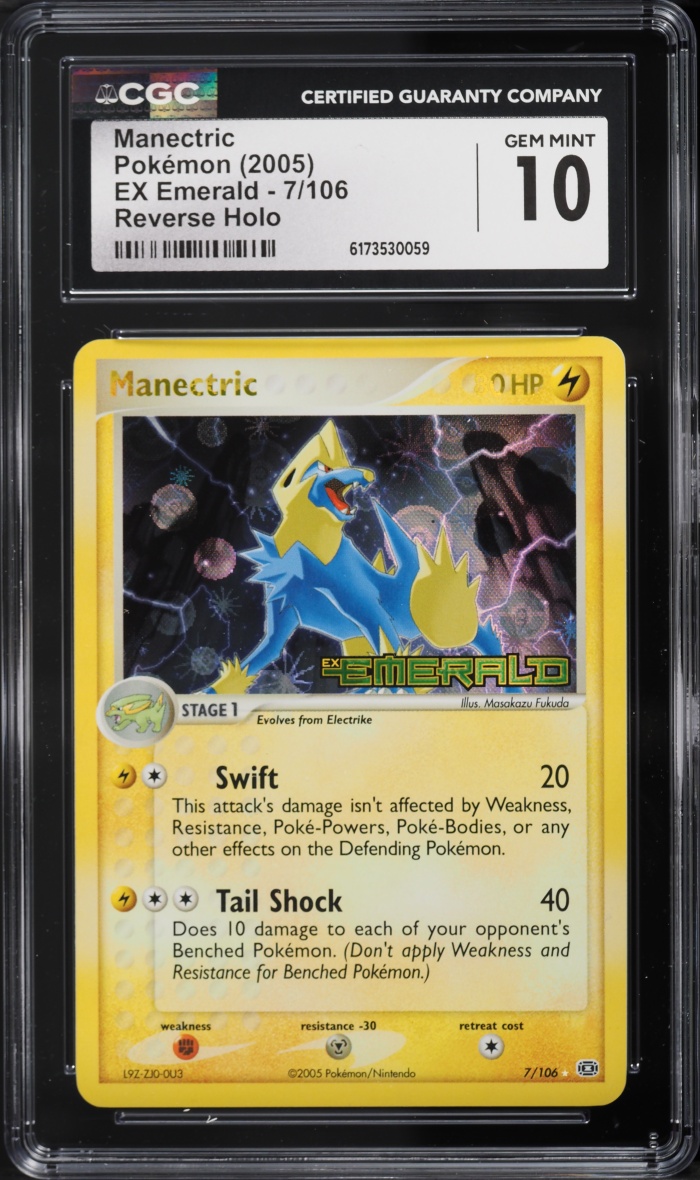 2005 Pokemon EX Emerald Reverse Holo Manectric #7 CGC 10 GEM MINT