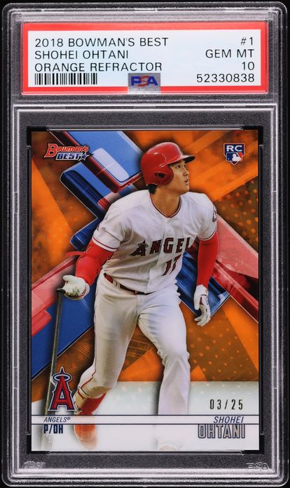2018 Bowman's Best Orange Refractor Shohei Ohtani ROOKIE /25 #1 PSA 10 GEM MINT
