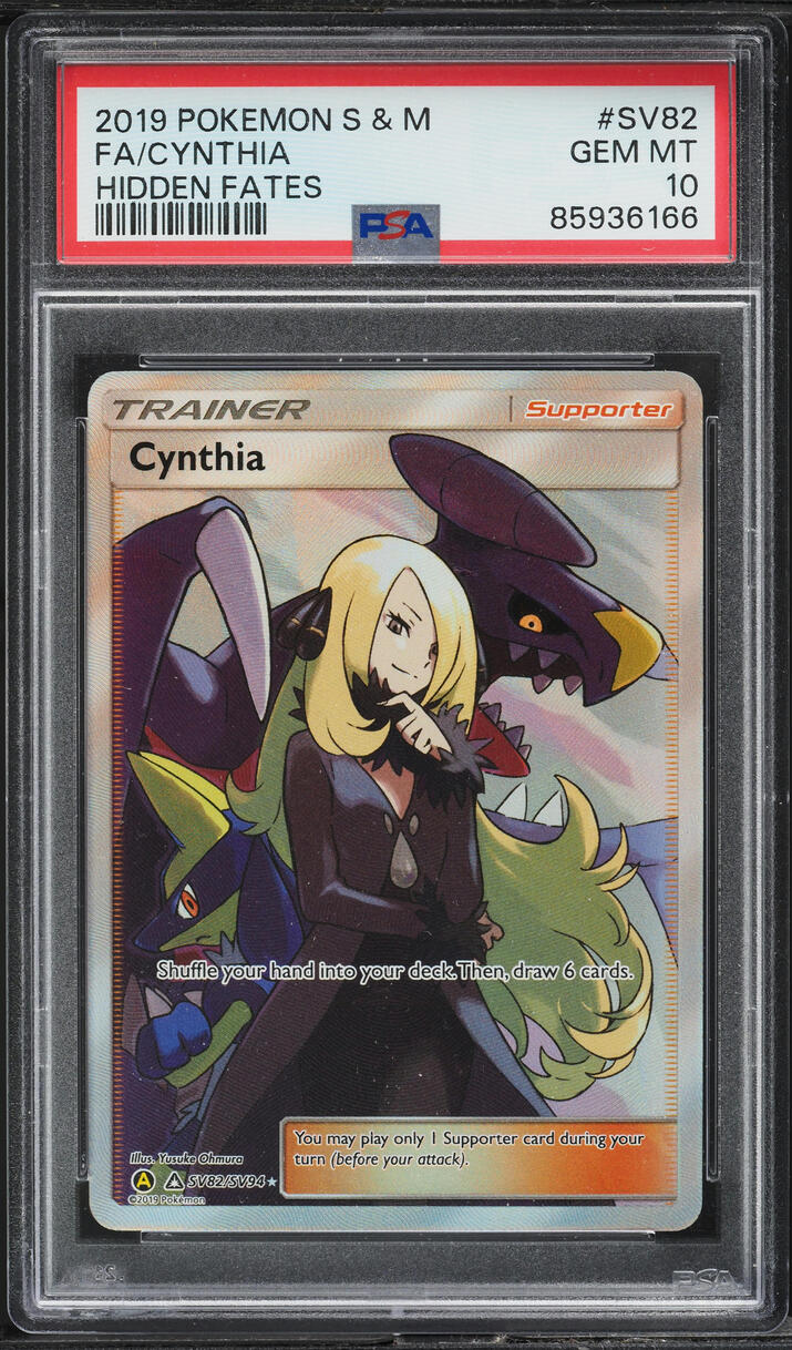 2019 Pokemon Sun & Moon Hidden Fates Full Art Cynthia #SV82 PSA 10 GEM MINT