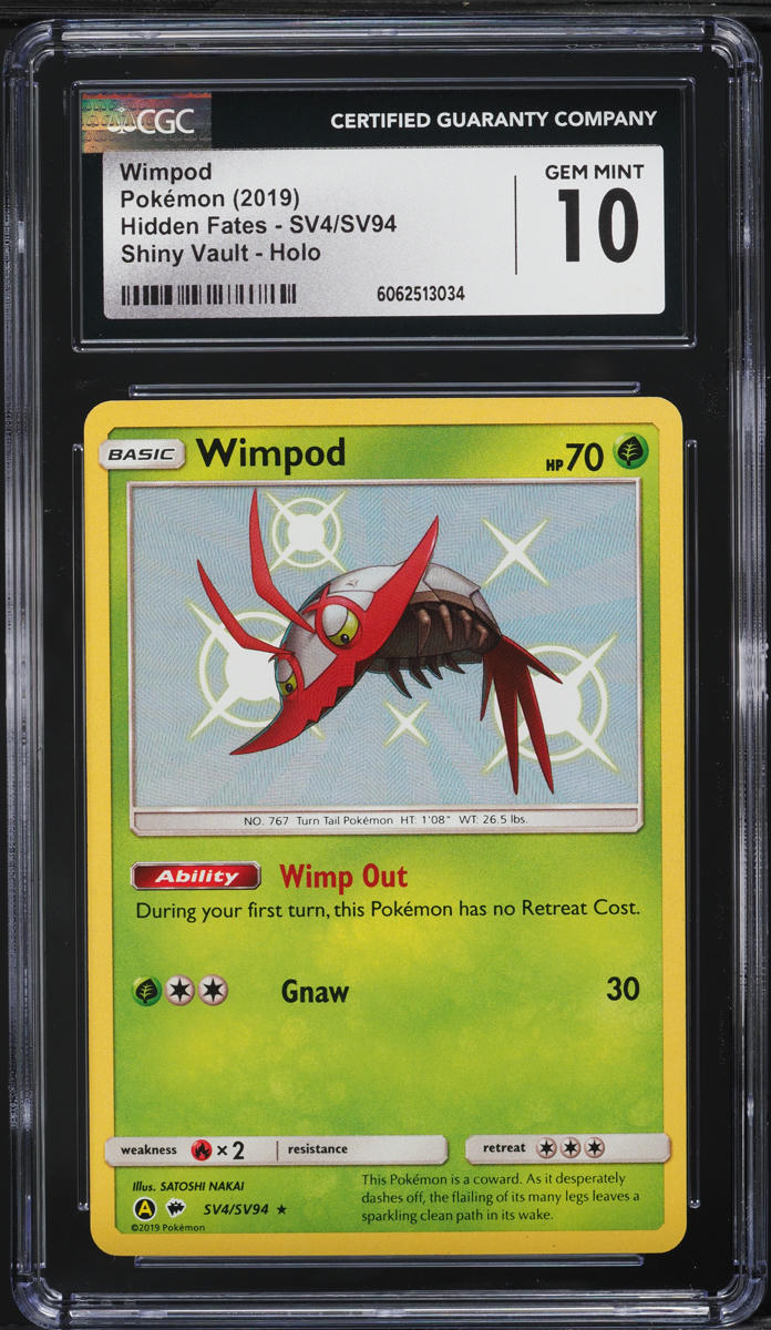 2019 Pokemon Sun & Moon Hidden Fates Shiny Wimpod #SV4 CGC 10 GEM MINT