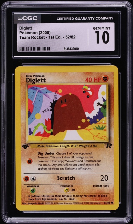 2000 Pokemon Team Rocket 1st Edition Diglett #52 CGC 10 GEM MINT