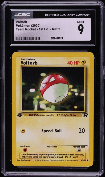 2000 Pokemon Team Rocket 1st Edition Voltorb #69 CGC 9 MINT