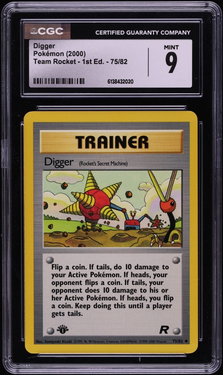 2000 Pokemon Team Rocket 1st Edition Digger #75 CGC 9 MINT