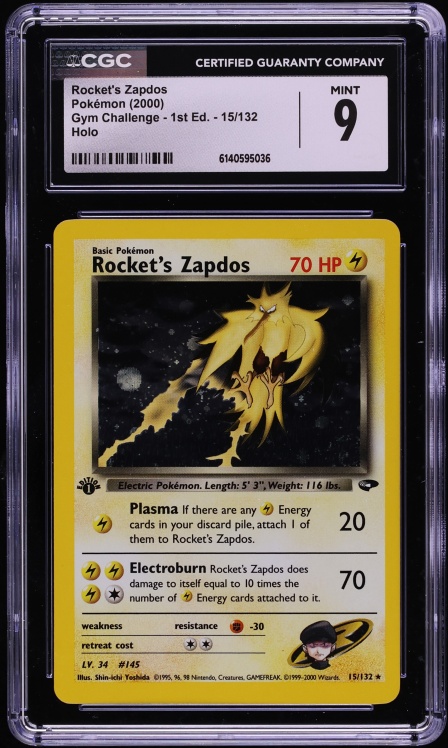 2000 Pokemon Gym Challenge 1st Edition Holo Rocket's Zapdos #15 CGC 9 MINT